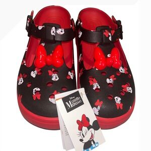 Adult Crocs Minnie Mouse Mary Jane Clogs Red Black Sz M9 W11